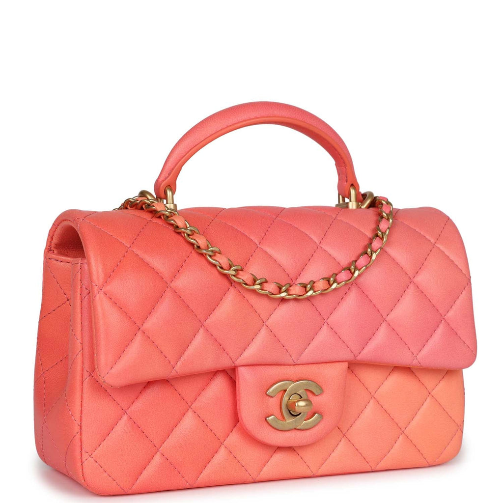 Chanel Mini Rectangular Top Handle Coral Ombre Lambskin Aged Gold Hard –  Madison Avenue Couture