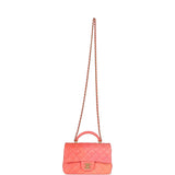Chanel Mini Rectangular Top Handle Coral Ombre Lambskin Aged Gold Hardware