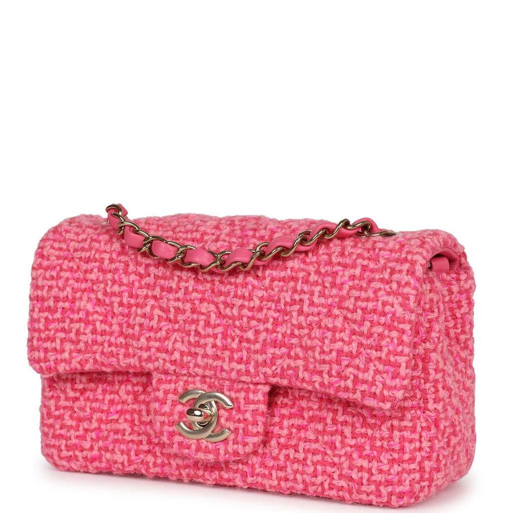 Chanel Classic Mini Flap Red Handbag Shoulder Crossbody Bag Tweed