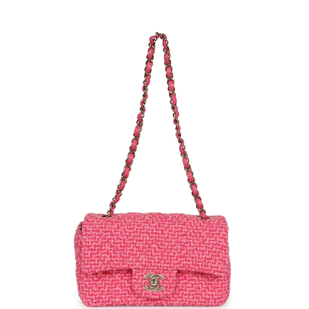 Chanel 2022 Classic Tweed Rectangular Mini Flap Bag w/ Tags - Pink