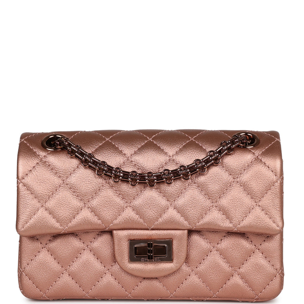 Pre-owned Chanel Mini Reissue 224 2.55 Flap Rose Gold Calfskin