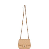 Chanel Mini Classic Square Flap Beige Lambskin Gold Hardware