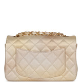 Chanel Mini Classic Rectangular Flap Iridescent Gold and Beige Ombre Chevre Aged Gold Hardware