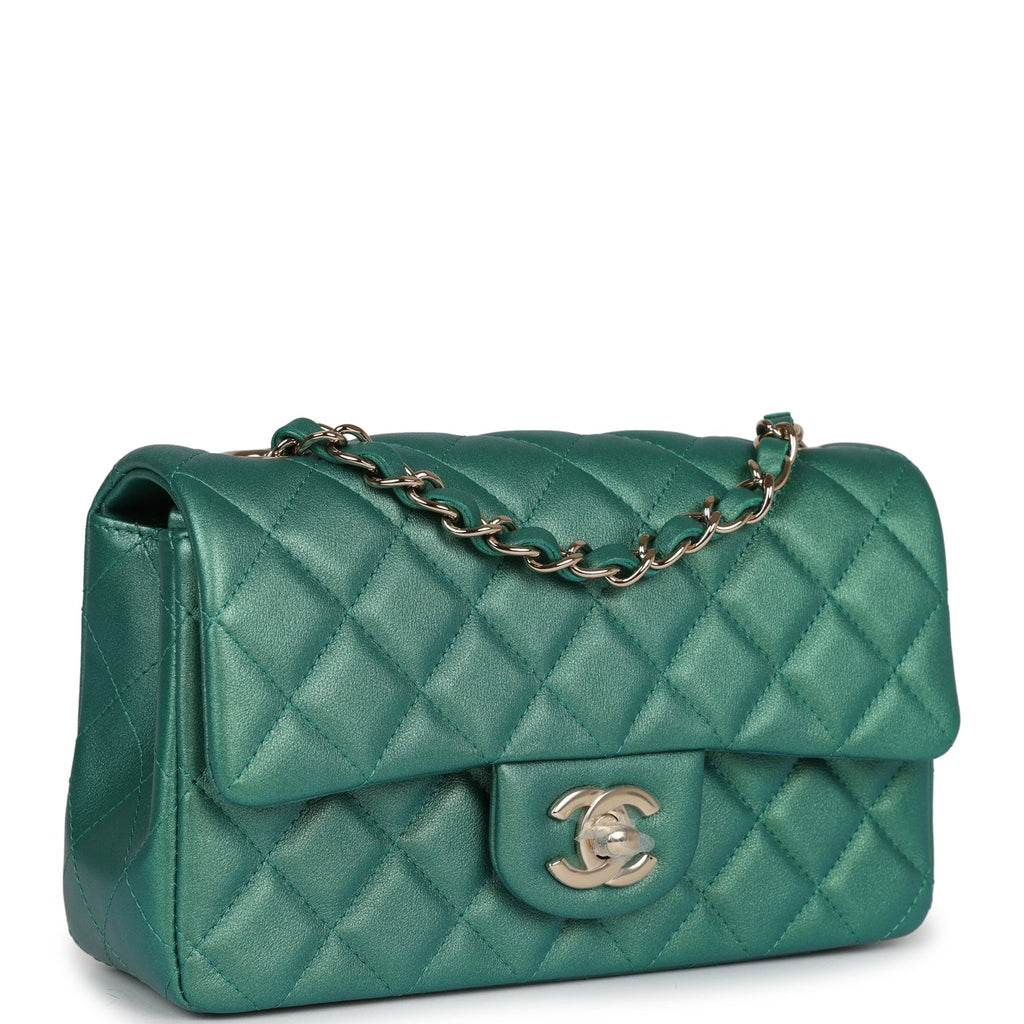 Chanel Mini Classic Rectangular Flap Iridescent Green Lambskin