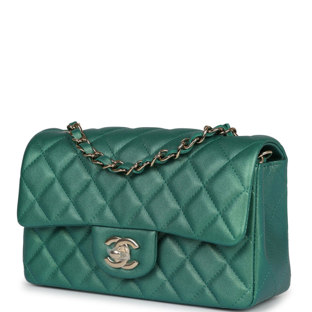 Chanel Mini Rectangular Flap Bag Coral Lambskin Light Gold Hardware Peach Madison Avenue Couture