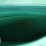 Chanel Mini Classic Rectangular Flap Iridescent Green Lambskin Light Gold Hardware