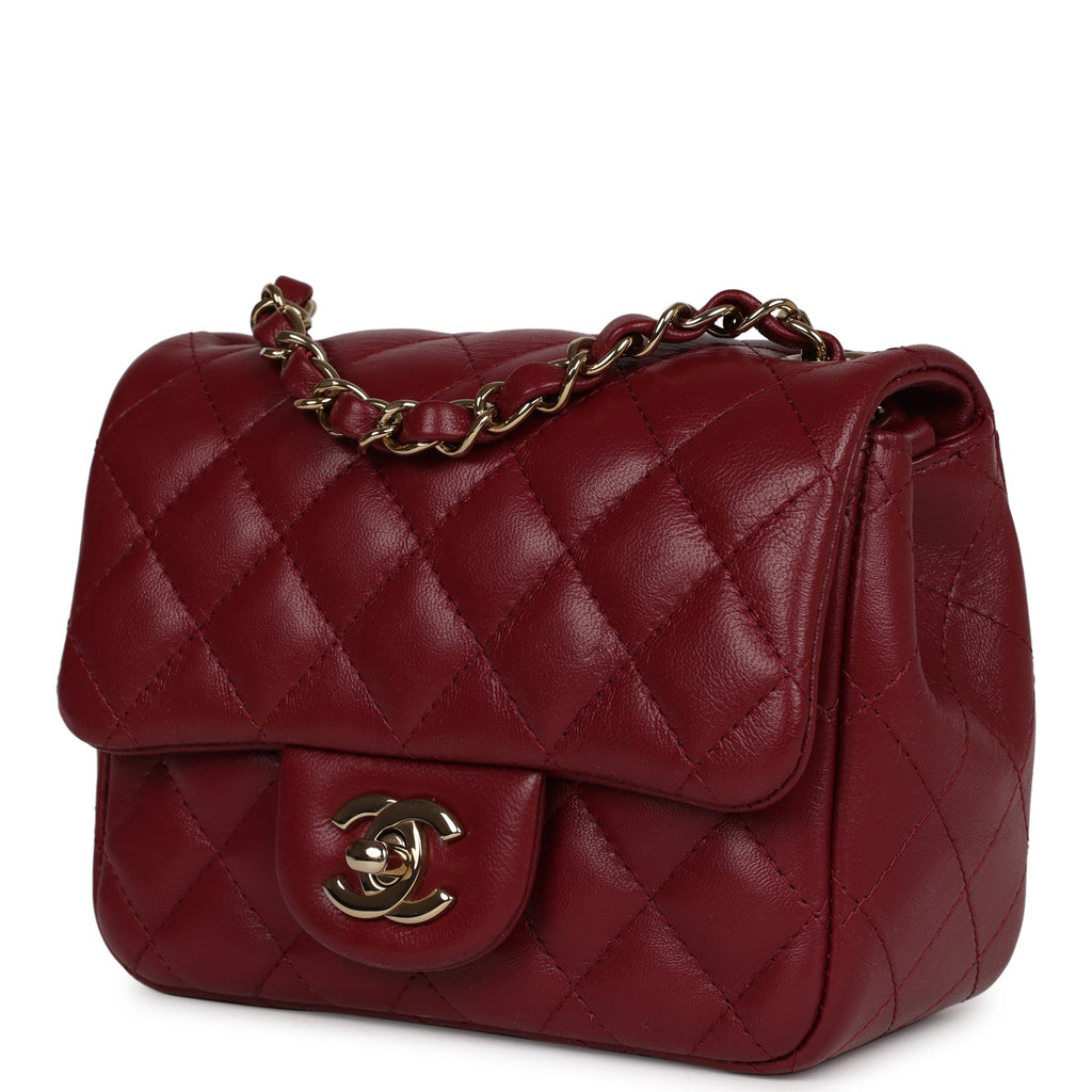 Pre-owned Chanel Mini Classic Square Flap Burgundy Lambskin Gold Hardw –  Madison Avenue Couture