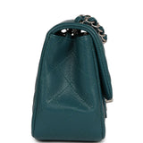 Chanel Mini Square Flap Bag Dark Green Caviar Silver Hardware
