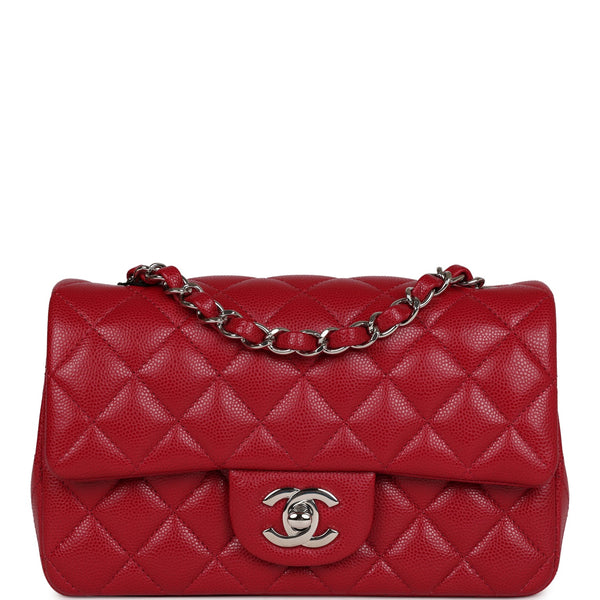 CHANEL Caviar Quilted Mini Chain Bag Red 1295789