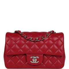 Chanel mini discount square red caviar