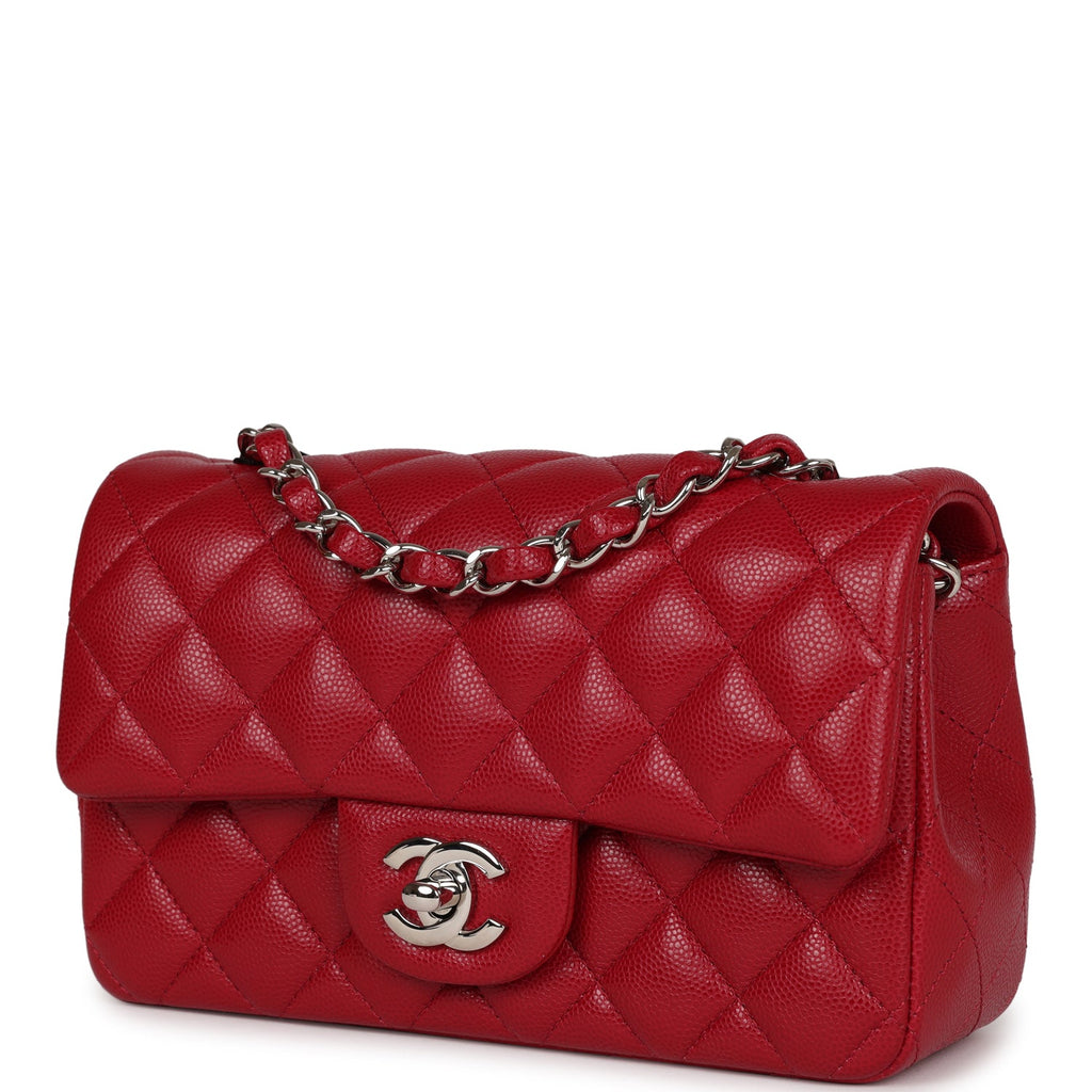Chanel Red Quilted Caviar Rectangular Mini Classic Flap Bag