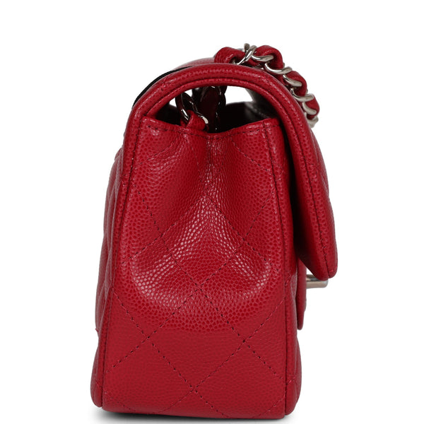 CHANEL Classic Mini Square Flap Bag in 17B Red Caviar