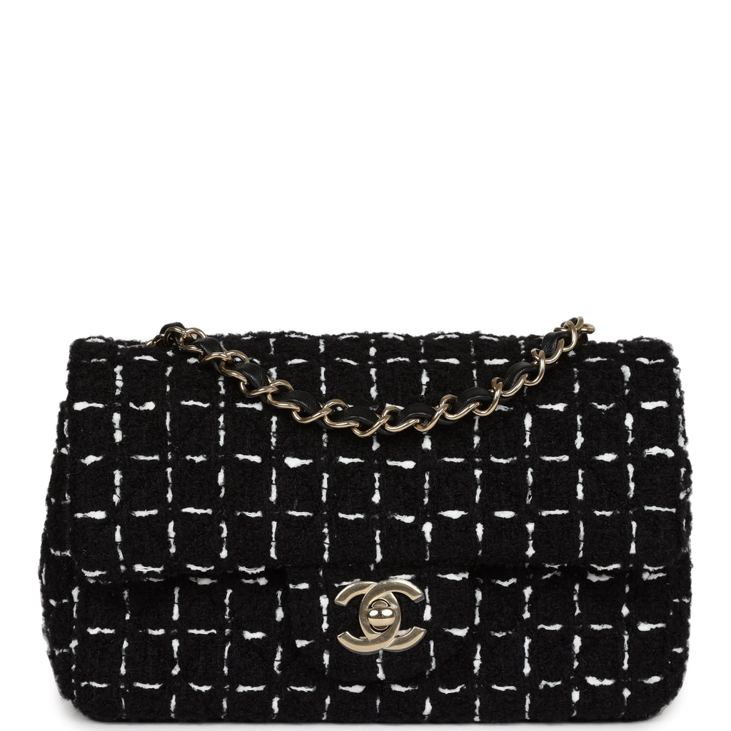 Chanel Classic Flap Sequin Chain Shoulder Bag Black/White