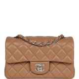 Chanel Mini Rectangular Flap Dark Beige Lambskin Silver Hardware