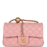 Chanel Mini Pearl Crush Rectangular Flap Dark Pink Lambskin Brushed Gold Hardware