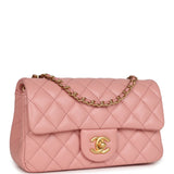 Chanel Pearl Crush Mini Rectangular Flap Dark Pink Lambskin Brushed Gold Hardware