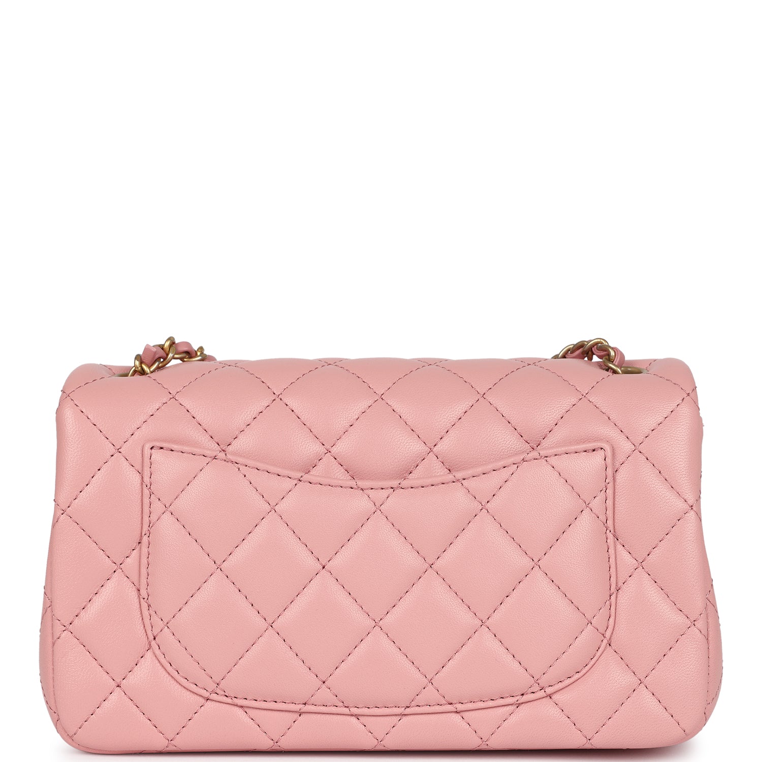 Chanel Mini Pearl Crush Rectangular Flap Dark Pink Lambskin Brushed Go
