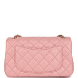 Chanel Mini Pearl Crush Rectangular Flap Dark Pink Lambskin Brushed Gold Hardware