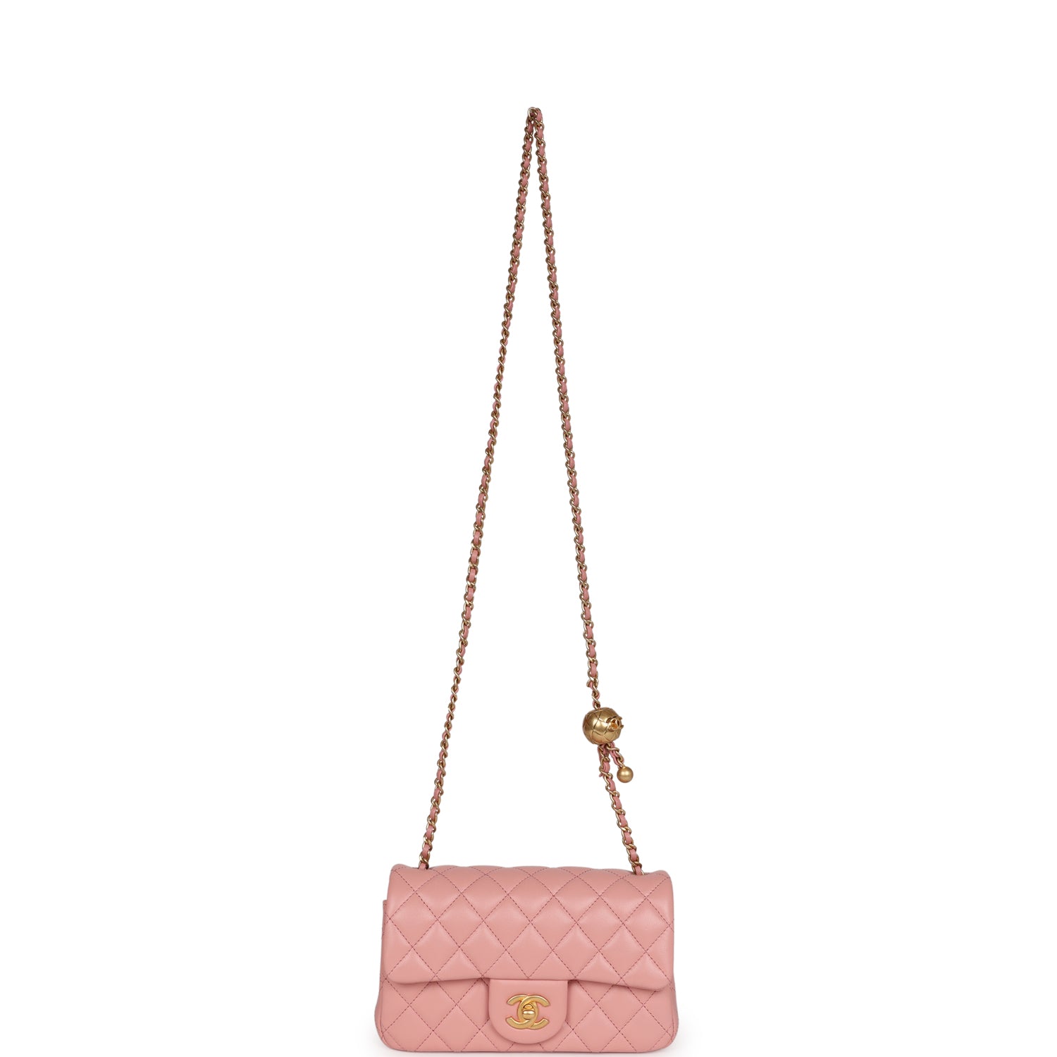 Chanel Pearl Crush Mini Rectangular Flap Dark Pink Lambskin Brushed Go ...