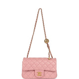 Chanel Mini Pearl Crush Rectangular Flap Dark Pink Lambskin Brushed Gold Hardware