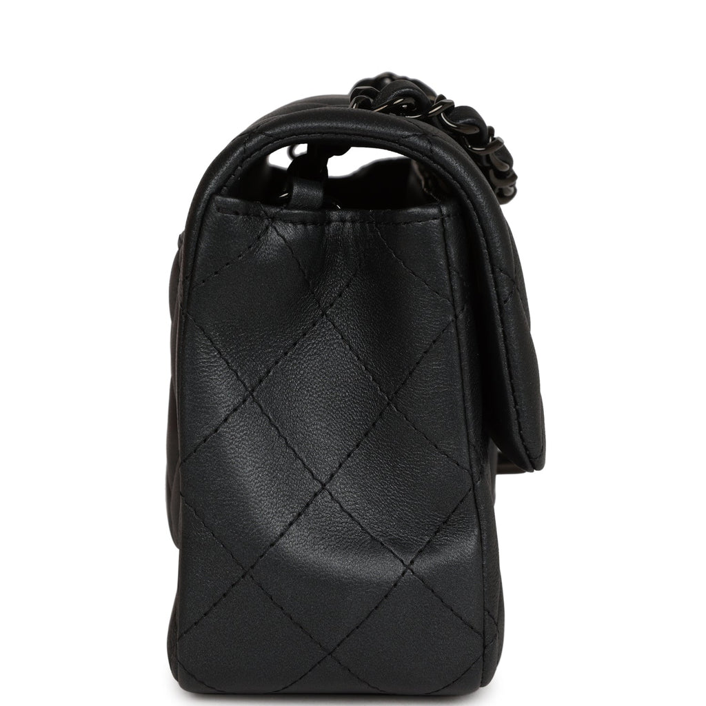 Chanel Mini Rectangular Flap So Black Iridescent Lambskin Black