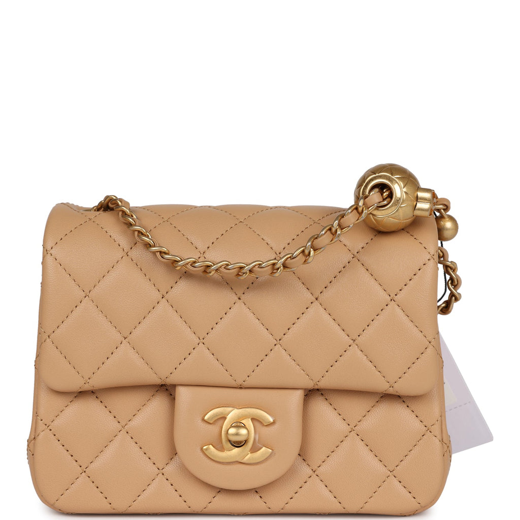 Chanel Pearl Crush Mini Square Flap Beige Lambskin Brushed Gold Hardwa –  Madison Avenue Couture