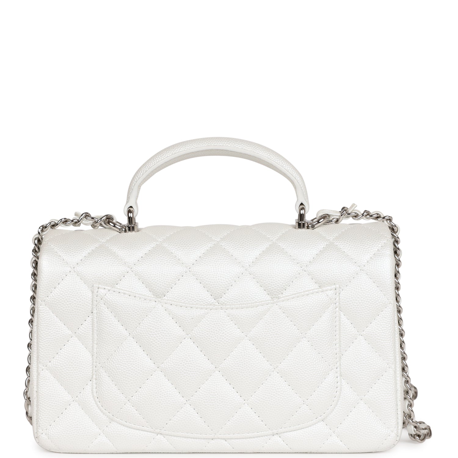 Chanel Mini Rectangular Top Handle Flap Bag White Iridescent Caviar Si ...