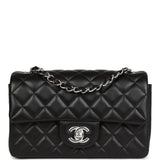 Chanel Mini Rectangular Flap Bag Black Lambskin Silver Hardware