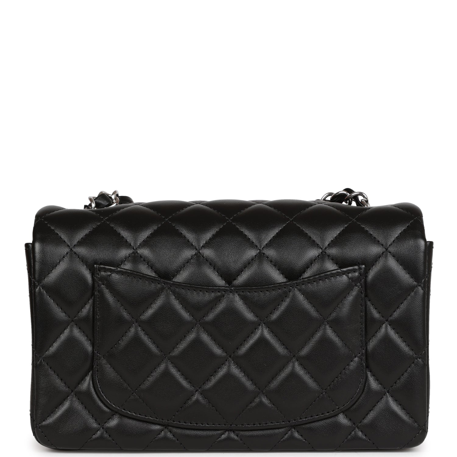 MINI RECTANGLE FLAP BAG 20CM RED LAMBSKIN SILVER HARDWARE