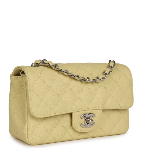 Pre-owned Chanel Mini Rectangular Flap Yellow Caviar Silver Hardware