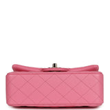 Chanel Mini Rectangular Flap with Top Handle Dark Pink Lambskin Light Gold Hardware