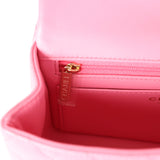 Chanel Mini Rectangular Flap with Top Handle Dark Pink Lambskin Light Gold Hardware