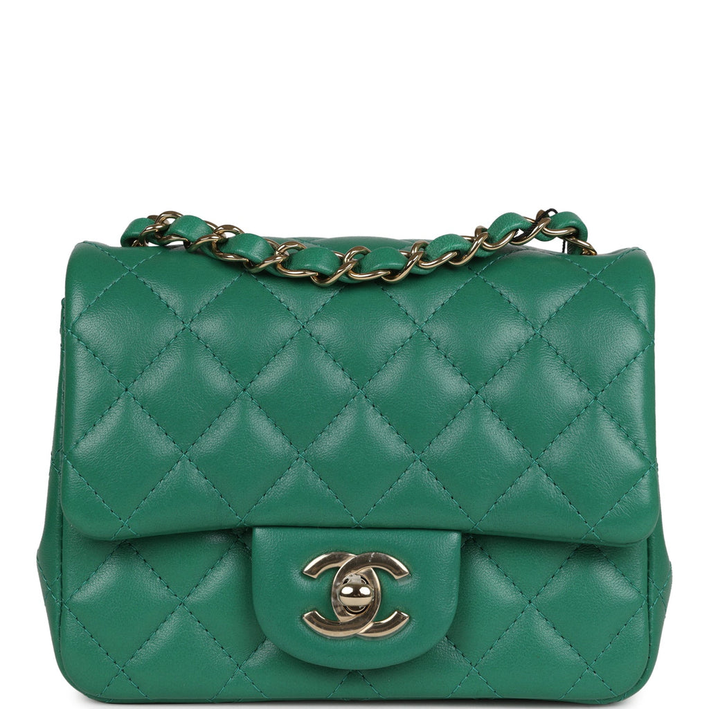Chanel Mini Rectangular Flap Bag with Top Handle Green Ombre Lambskin  Antique Gold Hardware in 2023