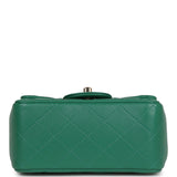 Chanel Mini Square Flap Bag Green Lambskin Gold Hardware