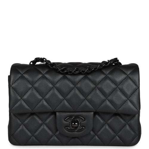 Chanel Mini Rectangular Flap So Black Iridescent Lambskin Black Hardware