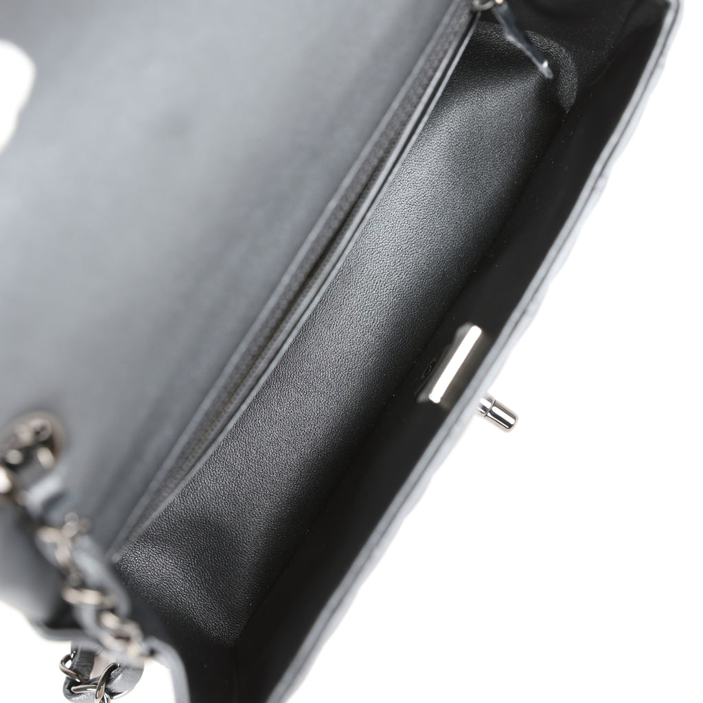 Chanel Mini Rectangular Flap So Black Iridescent Lambskin Black Hardware