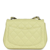 Chanel Mini Square Flap Bag Yellow Lambskin Silver Hardware