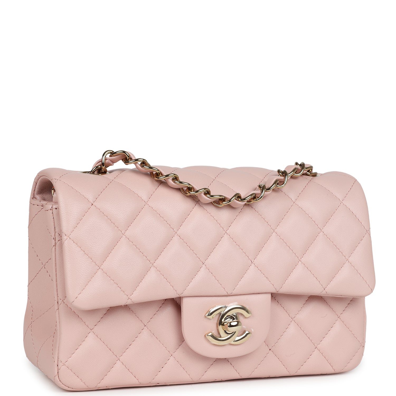 Chanel Mini Rectangular Flap Light Pink Lambskin Gold Hardware ...