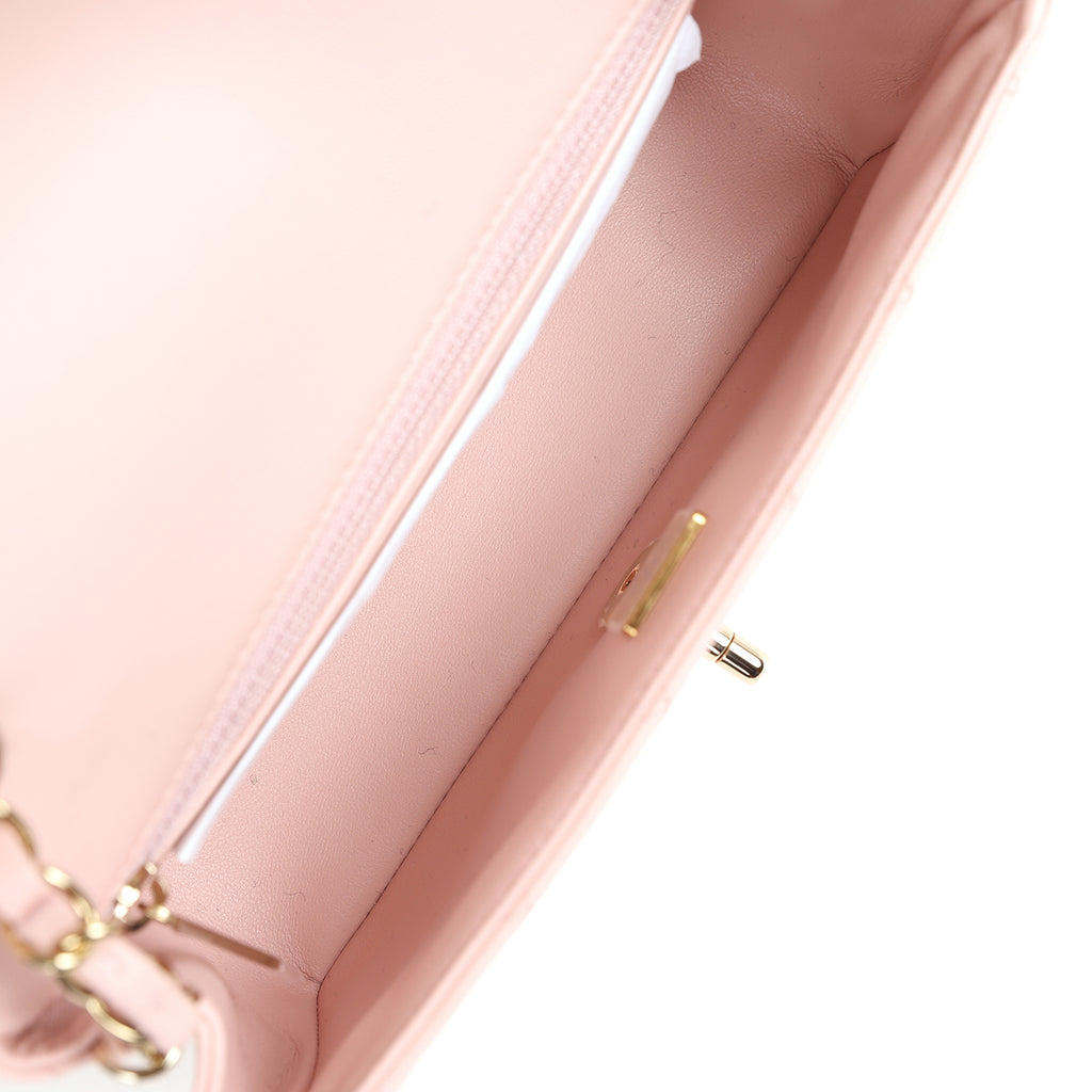Chanel Mini Rectangular Flap Light Pink Lambskin Gold Hardware
