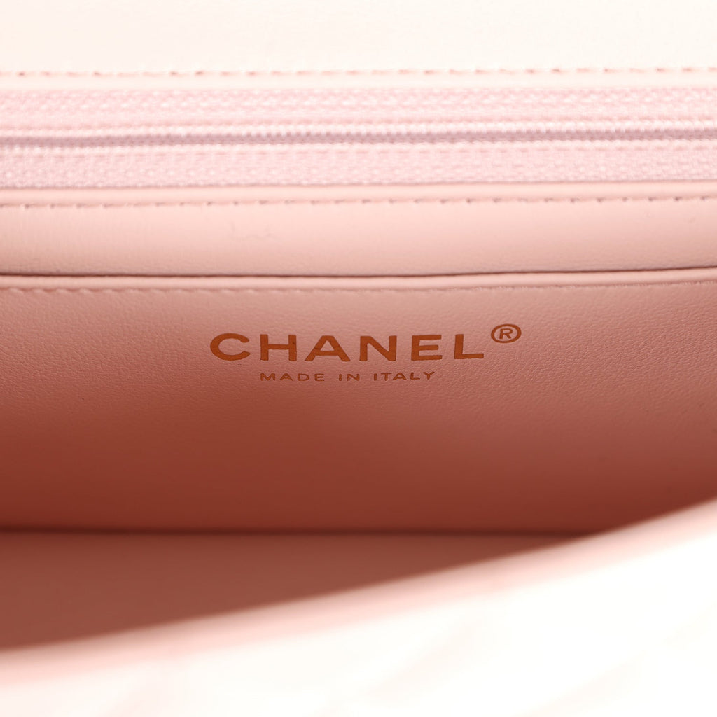 Chanel Mini Rectangular Flap Light Pink Lambskin Gold Hardware