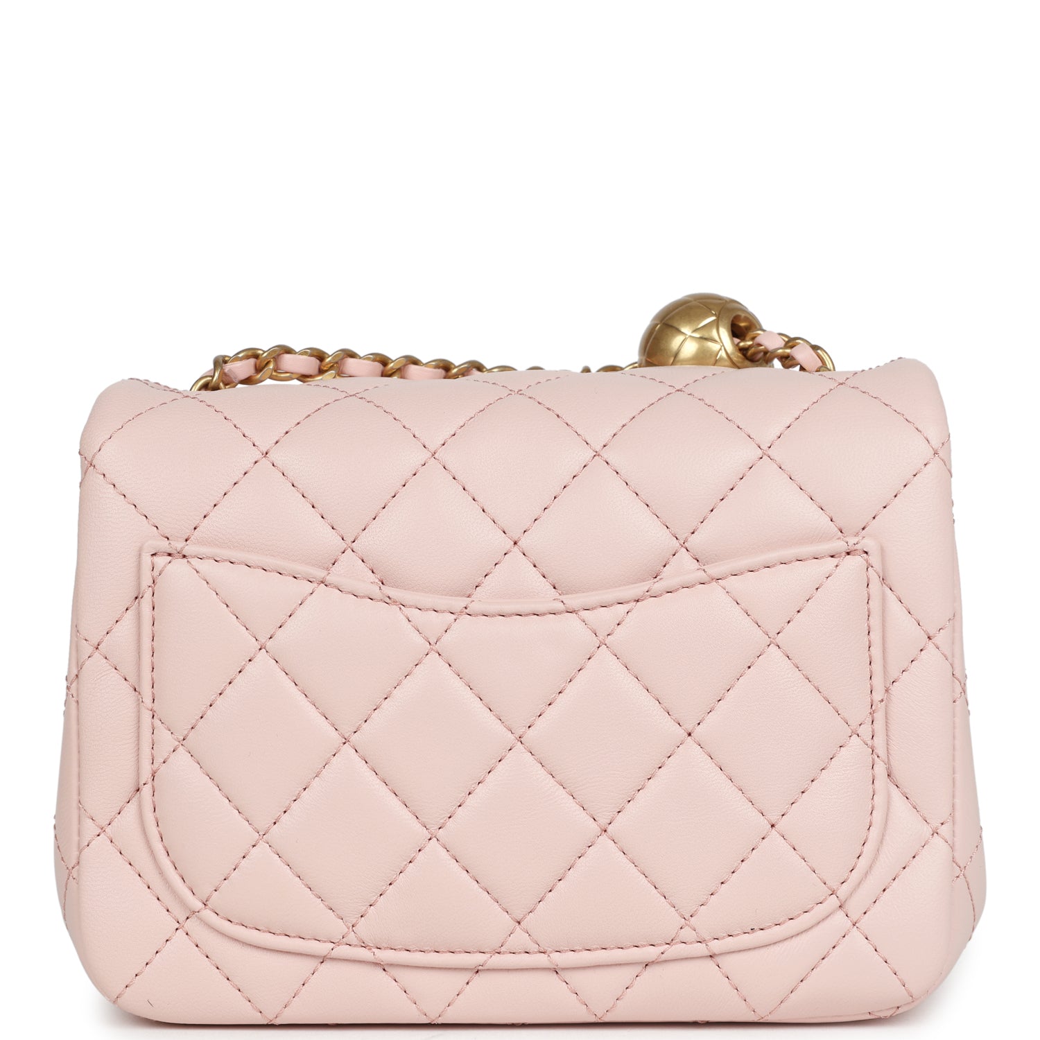 Chanel Pearl Crush Mini Square Flap Bag Light Pink Lambskin Antique Go
