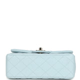 Chanel Mini Rectangular Flap with Top Handle Light Blue Lambskin Light Gold Hardware