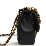 Chanel Mini Square Pearl Crush Flap Bag Black Lambskin Brushed Gold Hardware