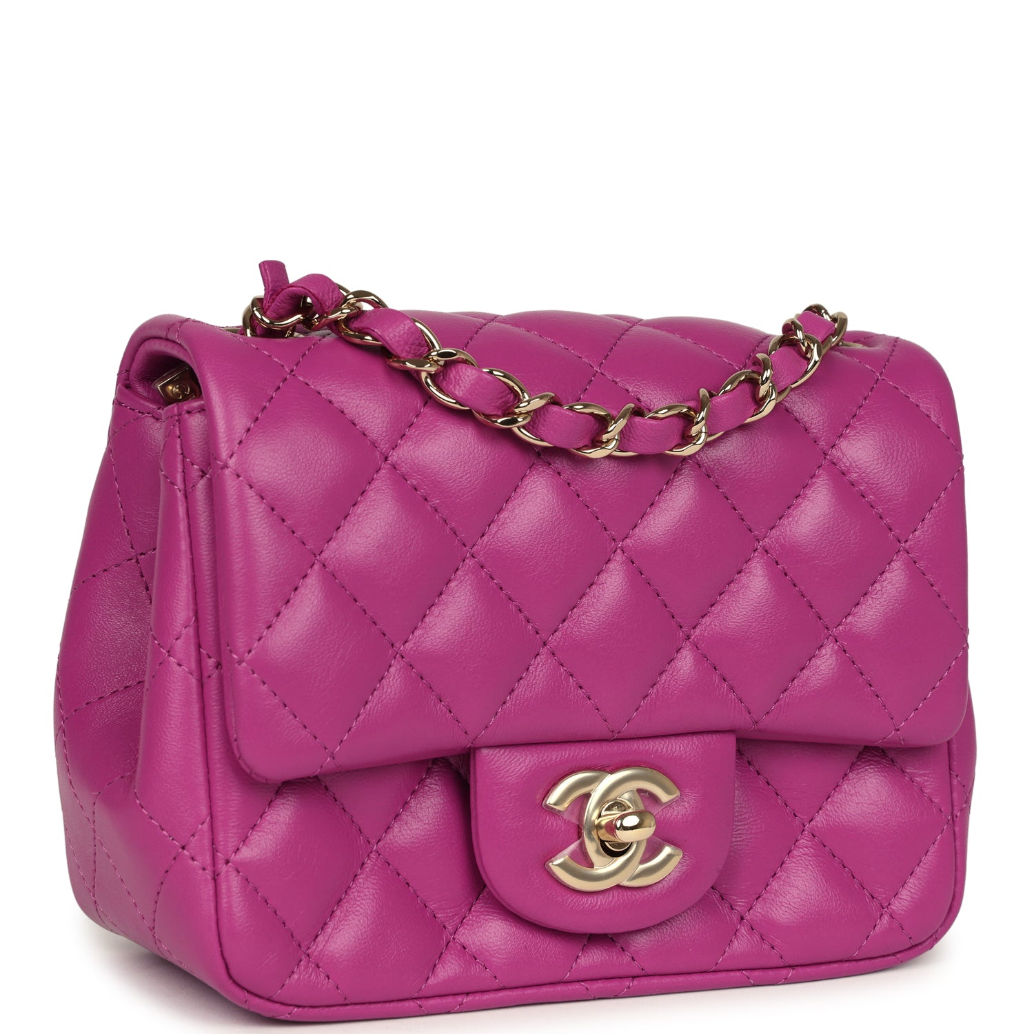 Chanel Mini Square Flap Bag Purple Lambskin Gold Hardware – Madison ...