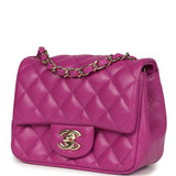 Chanel Mini Square Flap Bag Purple Lambskin Gold Hardware