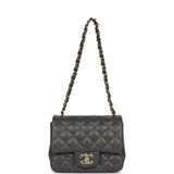 Chanel Mini Square Flap Bag Dark Grey Lambskin Light Gold Hardware