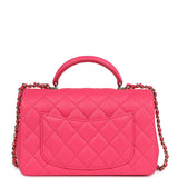 Chanel Mini Rectangular Flap with Top Handle Pink Lambskin Light Gold Hardware