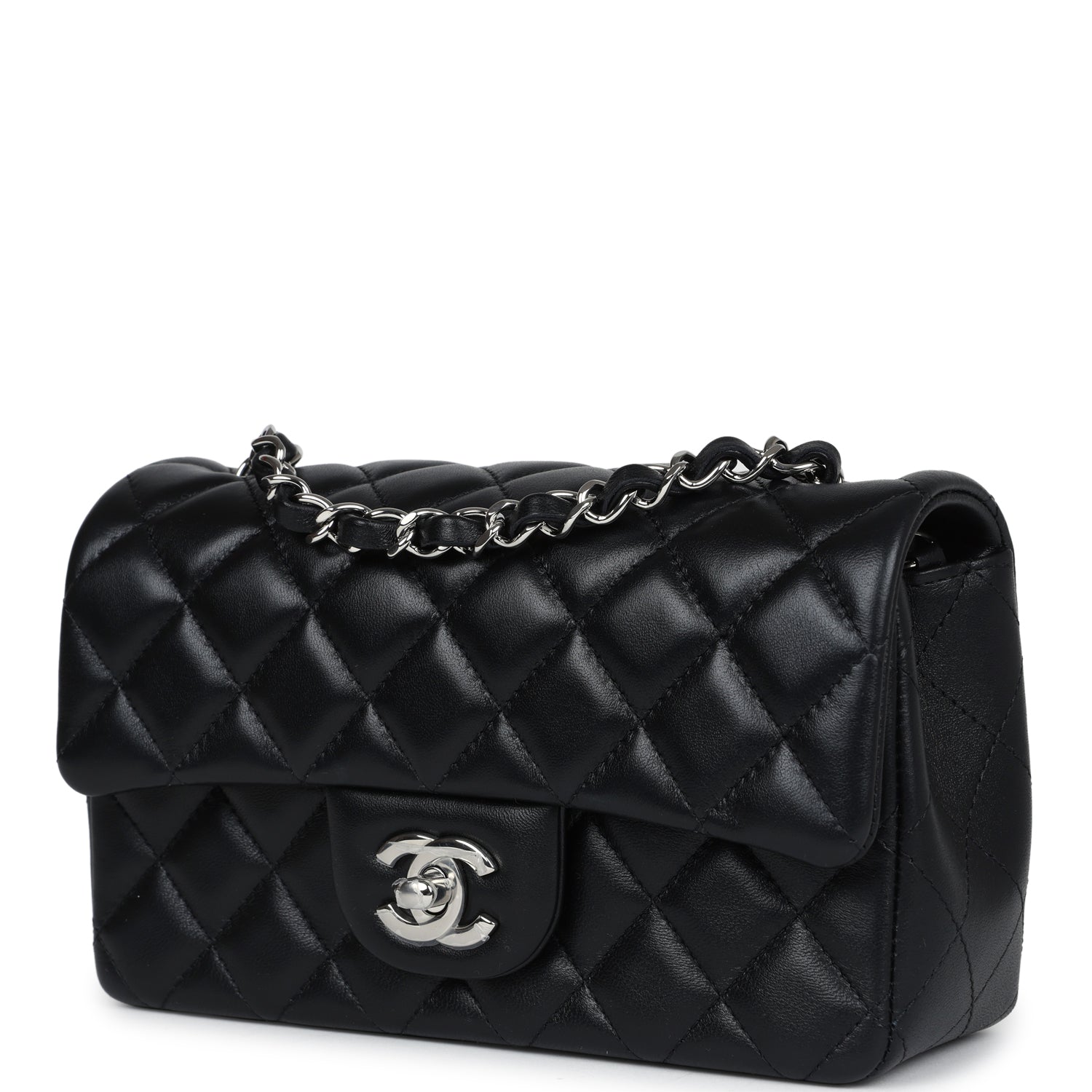 mini flap bag 17 brown lambskin silver hardware