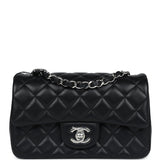 Chanel Mini Classic Flap Rectangle Black Lambskin Silver Hardware