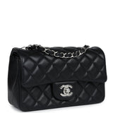 Chanel Mini Classic Flap Rectangle Black Lambskin Silver Hardware